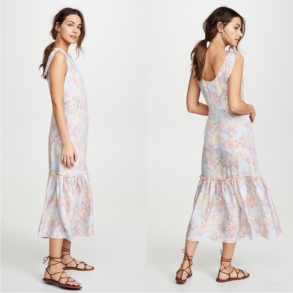 WARM Georgia Dot-Floral Silk Jacquard Shift Dress - Picture 4 of 15